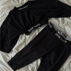 Palm Angels Black Crop Top and Legging set